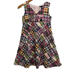 Gap Kids Outlet Girls Madras Sleeveless dress, Medium plaid Classic 🌟
